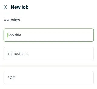 A screenshot showing the overview section of the new job screen in the Jobber app.