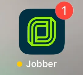 A screenshot cropped to show the Jobber app icon with a badge showing one notification.