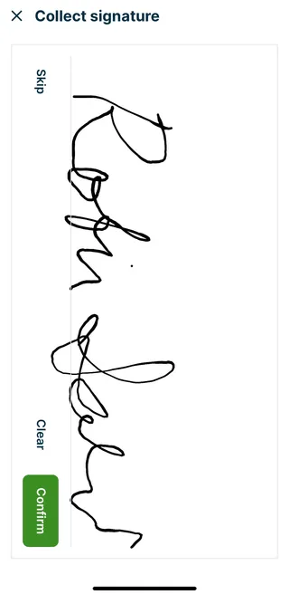 A screenshot showing the signature pad screen on the Jobber app.