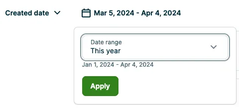 The date range last year is selected and shows a date range spanning one year