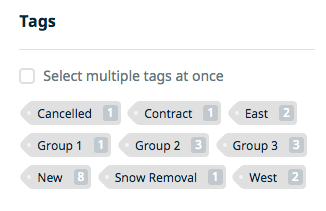 list of tags from the clients page showing that they've been tagged with locations