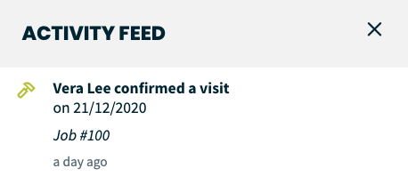 Item in activity feed that a visit was confirmed by the client