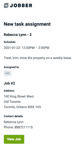 email to the team member that they have a new task assignment