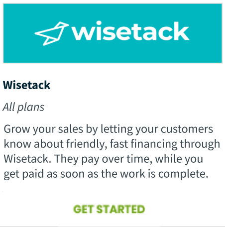 Wisetack card from App Marketplace