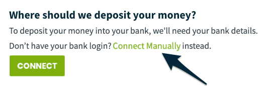 option to connect your bank account manually