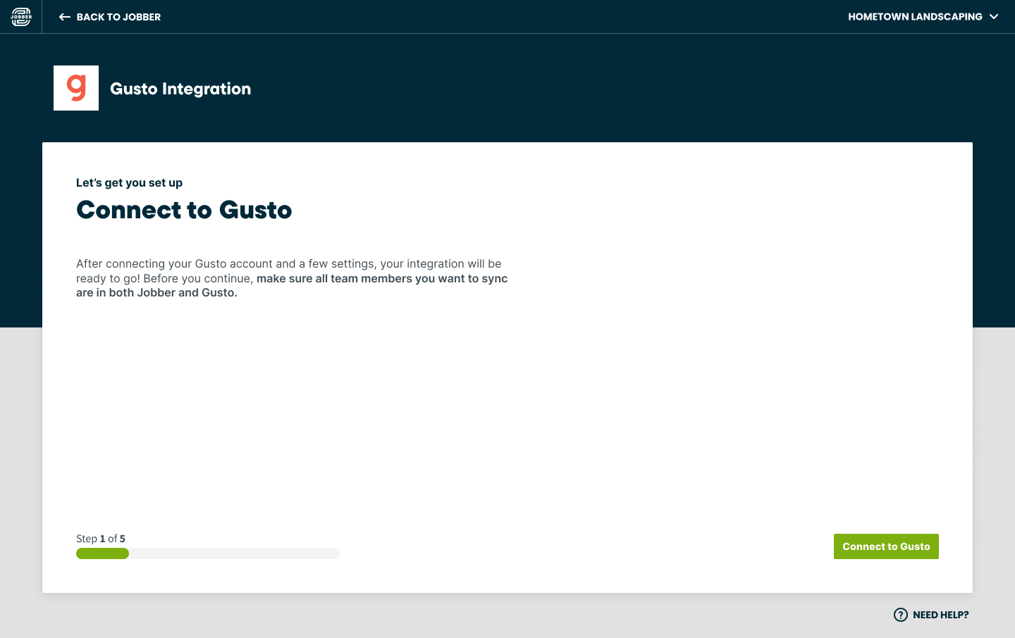 Step 1 - Connect To Gusto