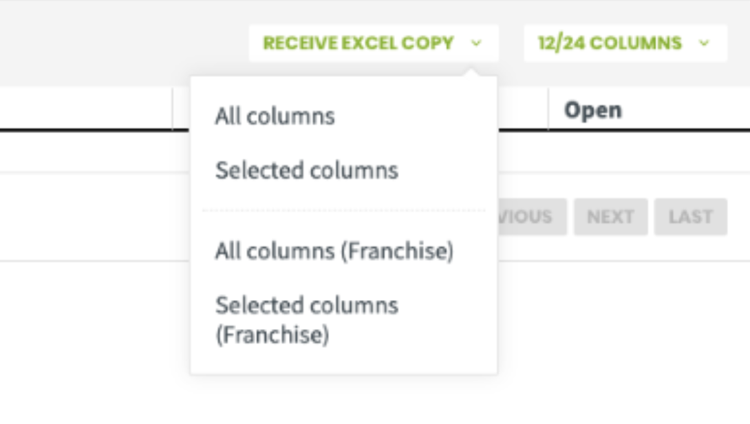 column options from a report