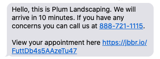 On my way text message received by the client