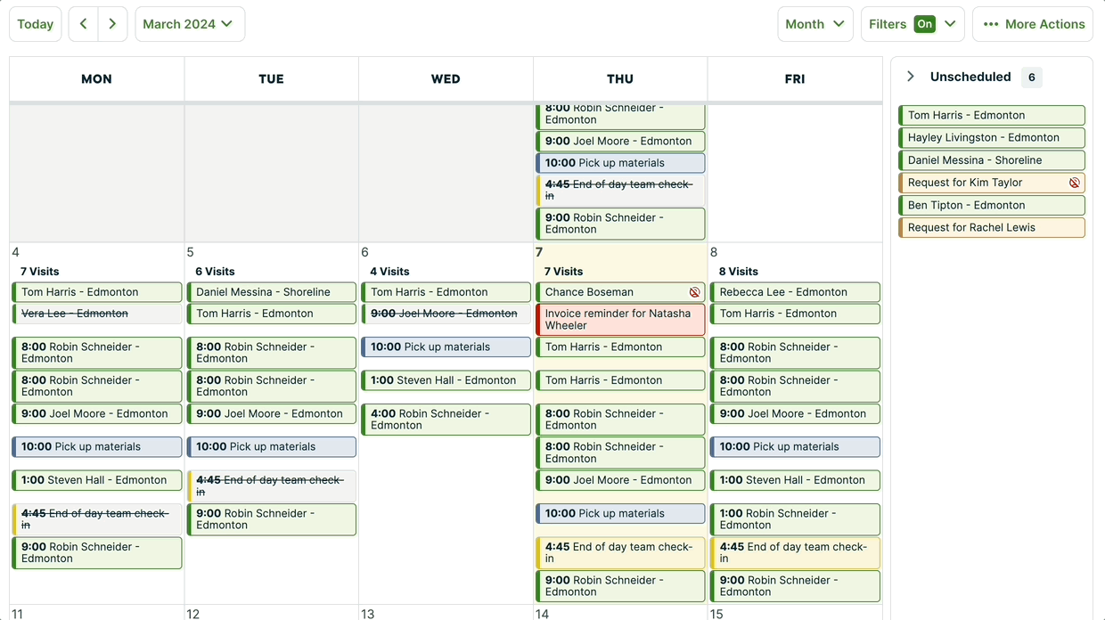 visit being dragged from one day to the next to reschedule it