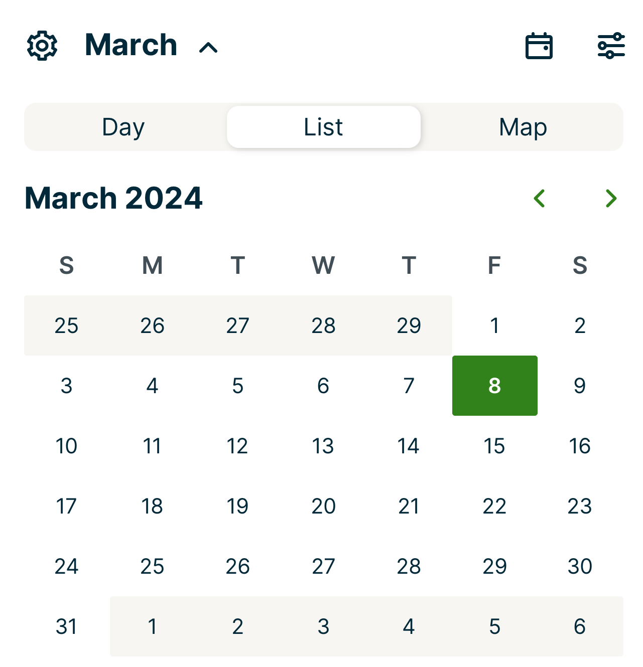 date selector to change the schedule date
