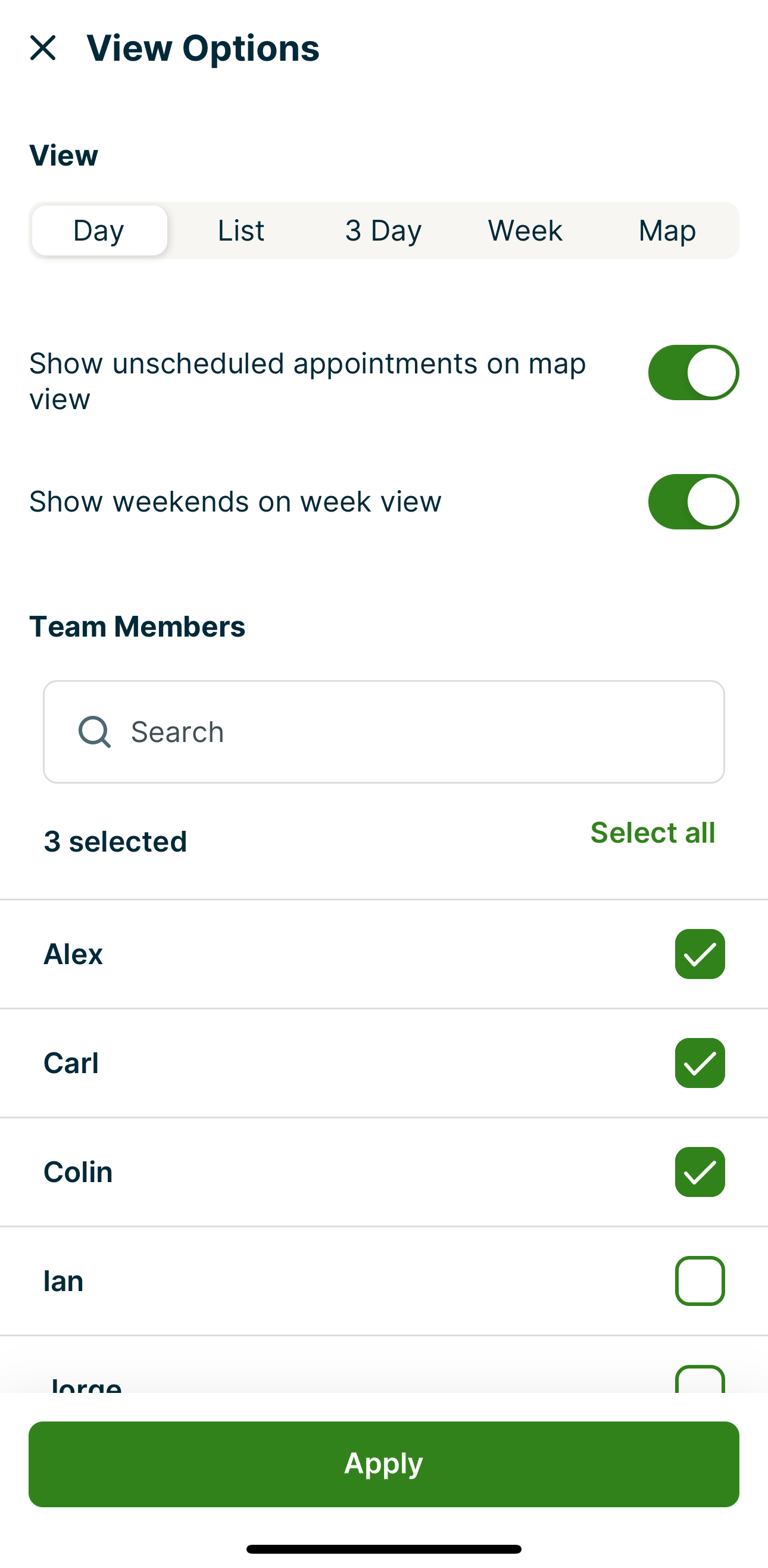 View options