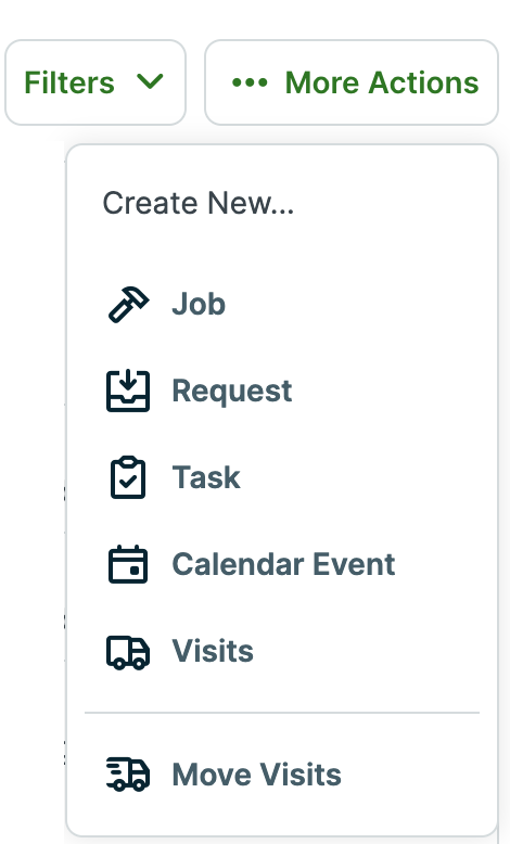 More actions dropdown menu