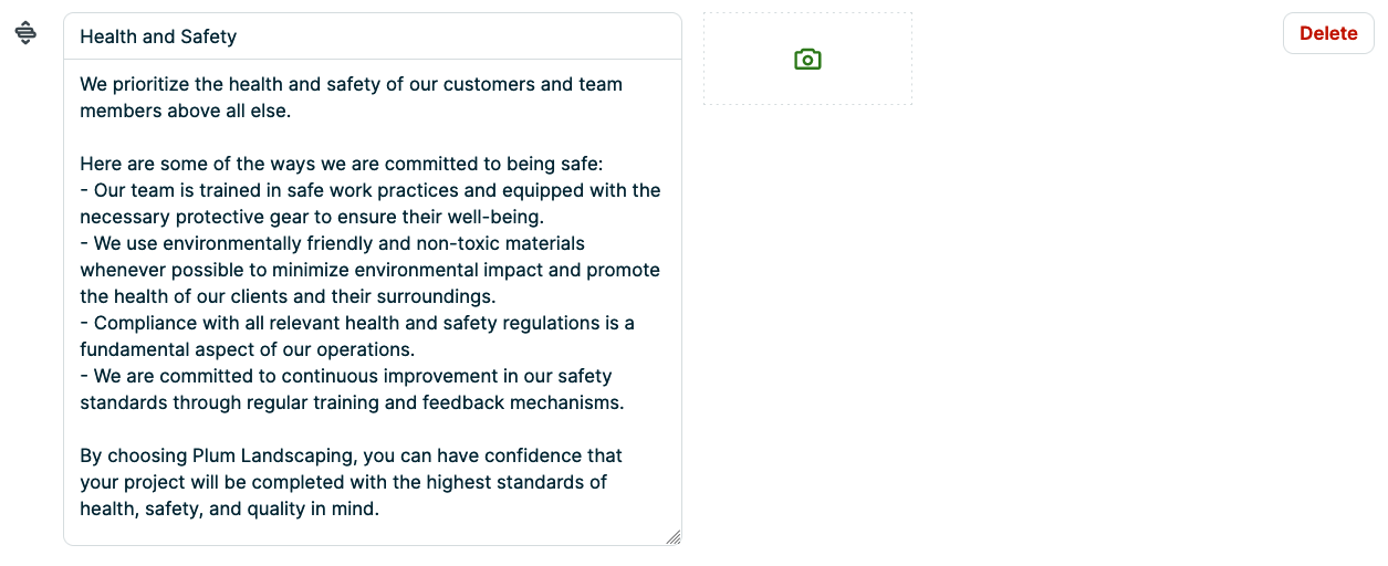 line item with no quantity of cost being added