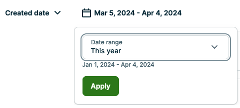 The date range last year is selected and shows a date range spanning one year