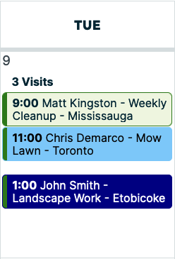 job titles on the calendar