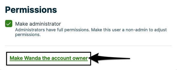 button to make another user an account owner