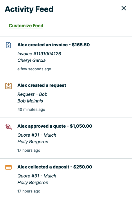 Activity feed