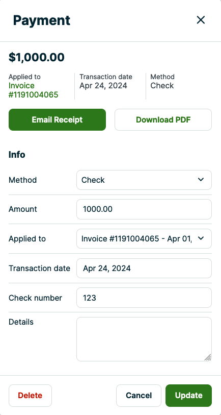 Payment details