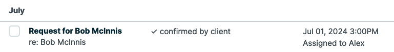 assessment appointment in the schedule section of a client profile