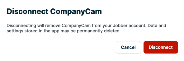 disconnect integration confirmation box