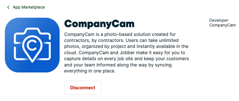 top of the companycam app marketplace page