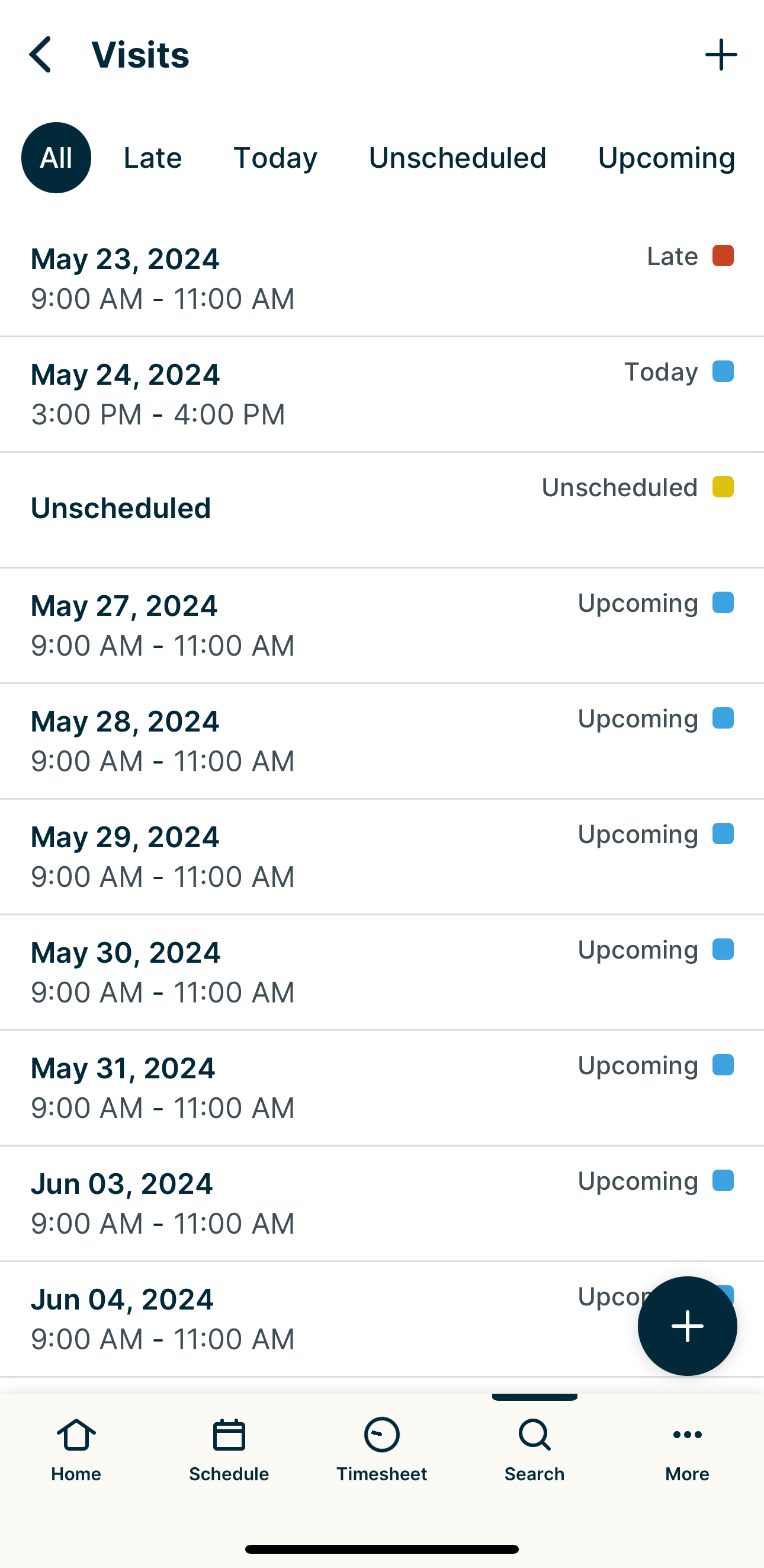 View all visits