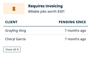 Jobs in requires invoicing section