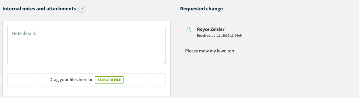 request changes section on the bottom of a quote in Jobber