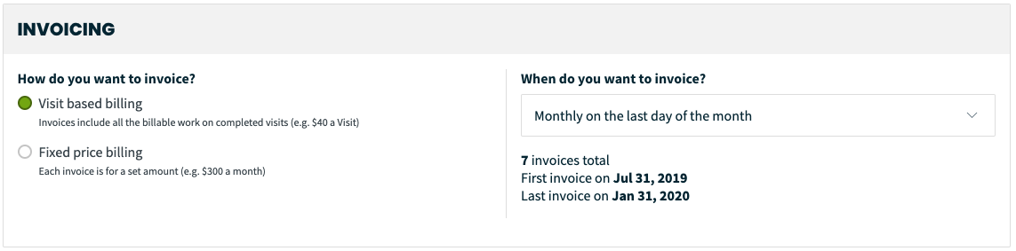 prompt for a recurring job to invoice based on a schedule you create