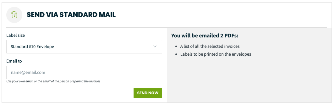 standard mail options