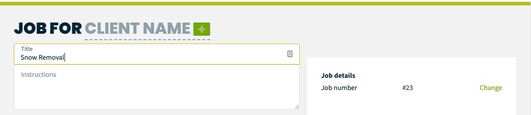 job title and instruction section of the job creation screen.