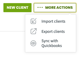 More actions menu with an option to import clients