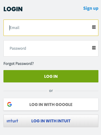 login page with field for username and password. You can also login with Google