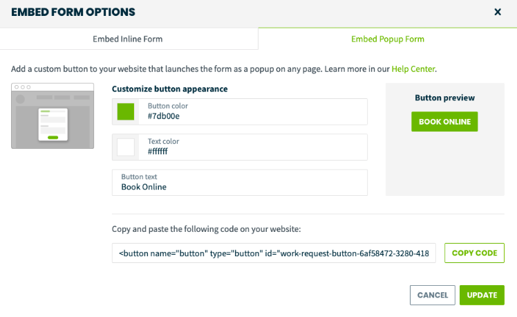 embed form options
