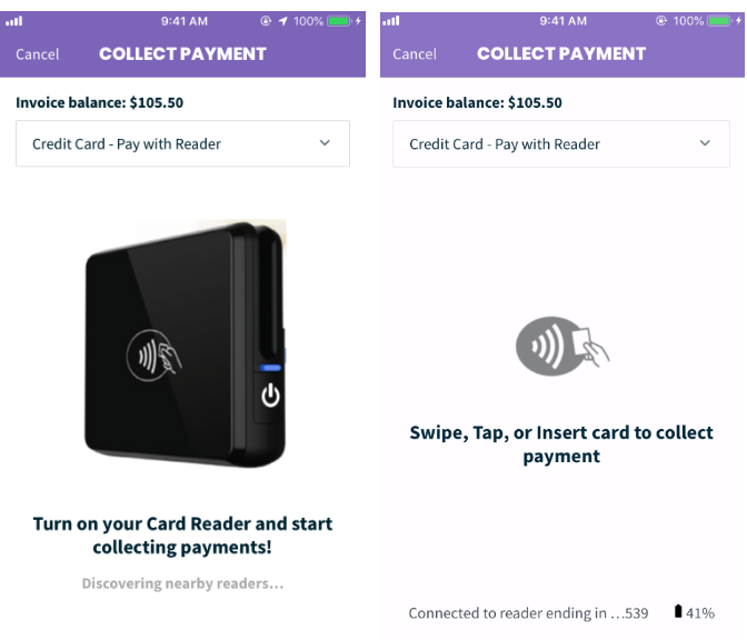 Collect payment screens from the app before and after the card reader is connected