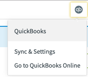 Quickbooks icon with dropdown menu
