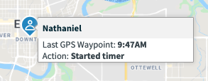 waypoint with employee name and time of clock in