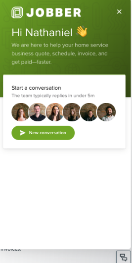 Chat window with a button to start a new conversation