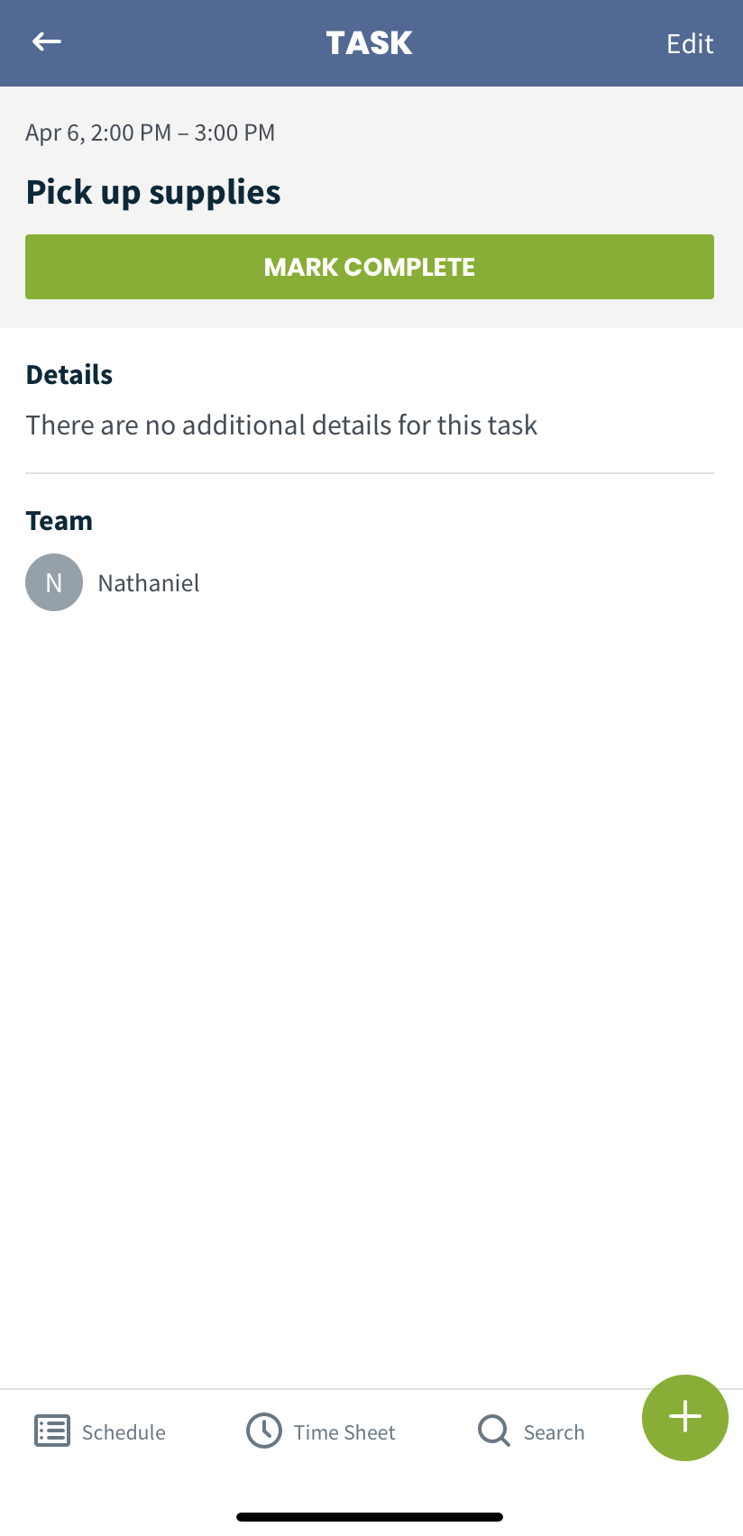 a task from the Jobber app