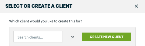 search clients or create a new client