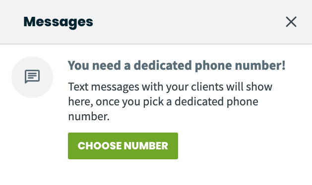 Message center with a prompt to select a dedicated phone number