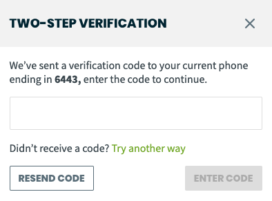 two-step verification prompt to enter the code you've been texted