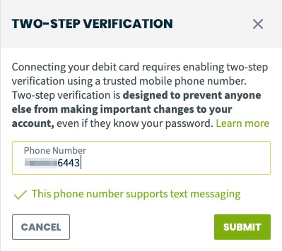 two-step verification setup prompt