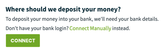 button to connect your bank account