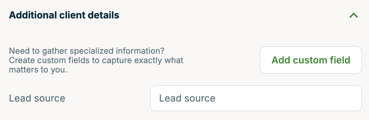 A screenshot showing the Additional client details section.