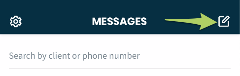 arrow pointing to the icon to compose a new message