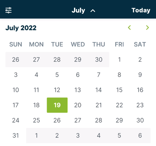 date selector to change the schedule date